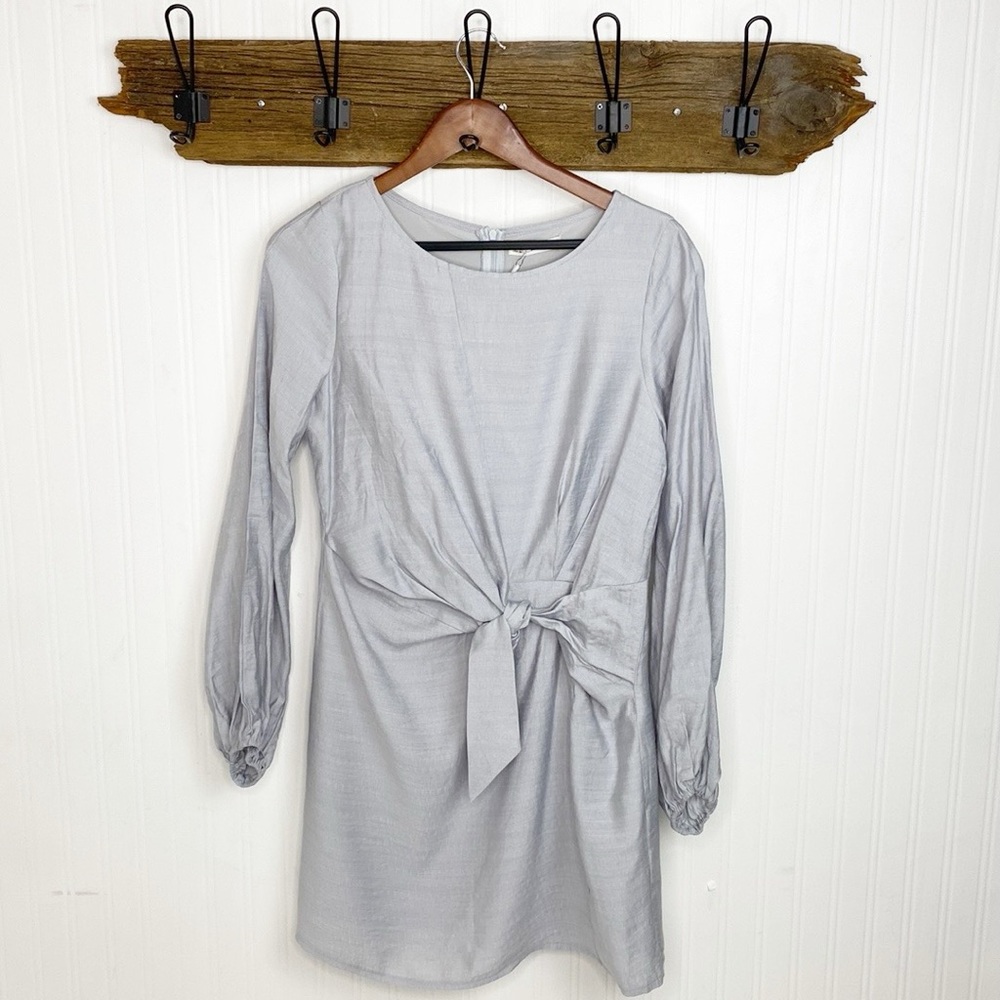 Boutique Here Comes The Sun Dress Front Side Tie Long Sleeve NEW